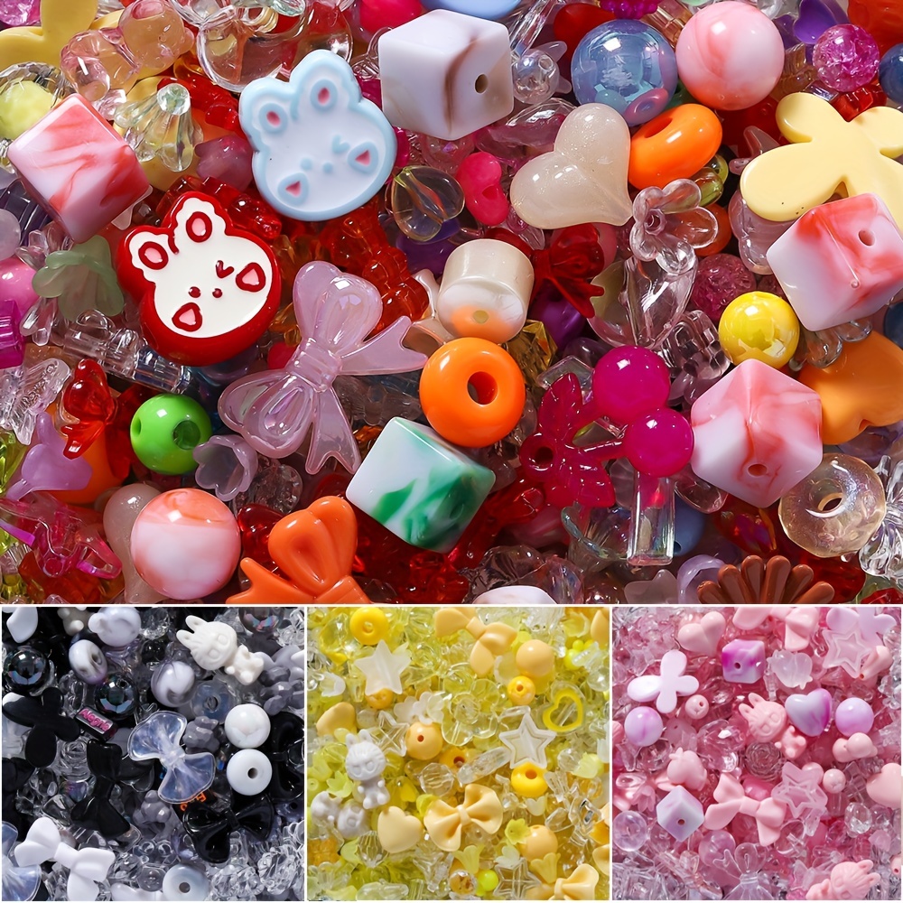 600Pcs Mini Acrylic Star Beads Heart Beads Blue Red White Spacer Beads  Heart Shape Pendant Spacer Beads Loose Craft Beads DIY Jewelry Necklace  Making