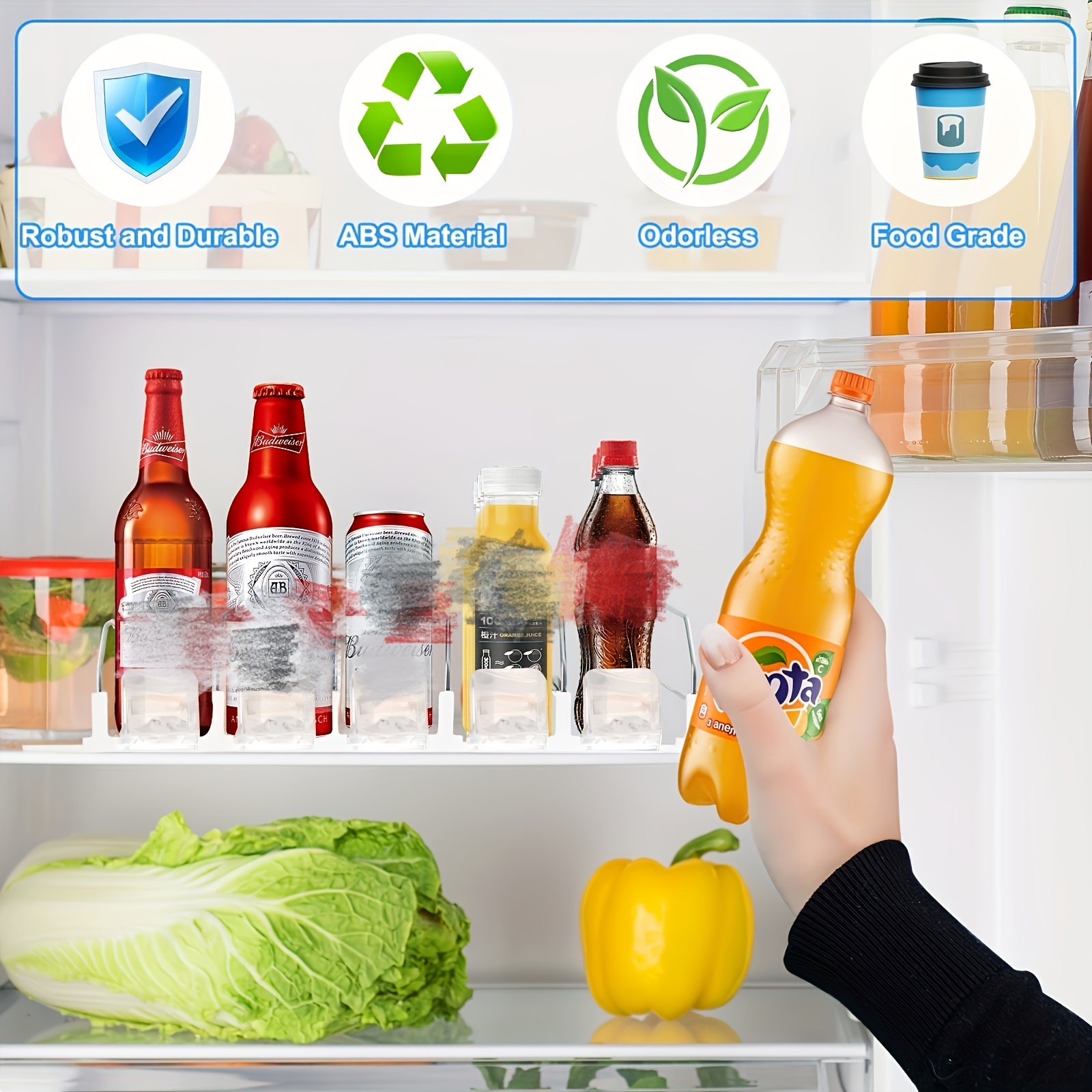 SIMPLEMADE Contenedor de bebidas para refrigerador, dispensador de latas,  soporte transparente para refrigerador y congelador, organizador multiusos  – Yaxa Store