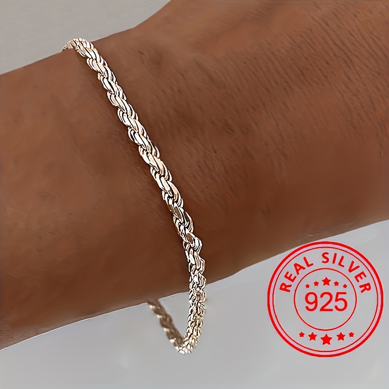 

Exquisite 925 Sterling Silver Twisted Bracelet Hypoallergenic Jewelry Elegant Vintage Style Classic Female Hand Chain