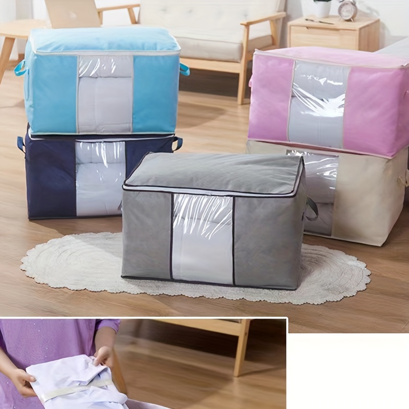 90L Large Storage Bags, 6 Pack Clothes Storage Bins Foldable Closet  Organizers Storage Containers with Durable Handles for Clothing, Blanket,  Comforters, Bed Sheets, Pillows and Toys (Gray)