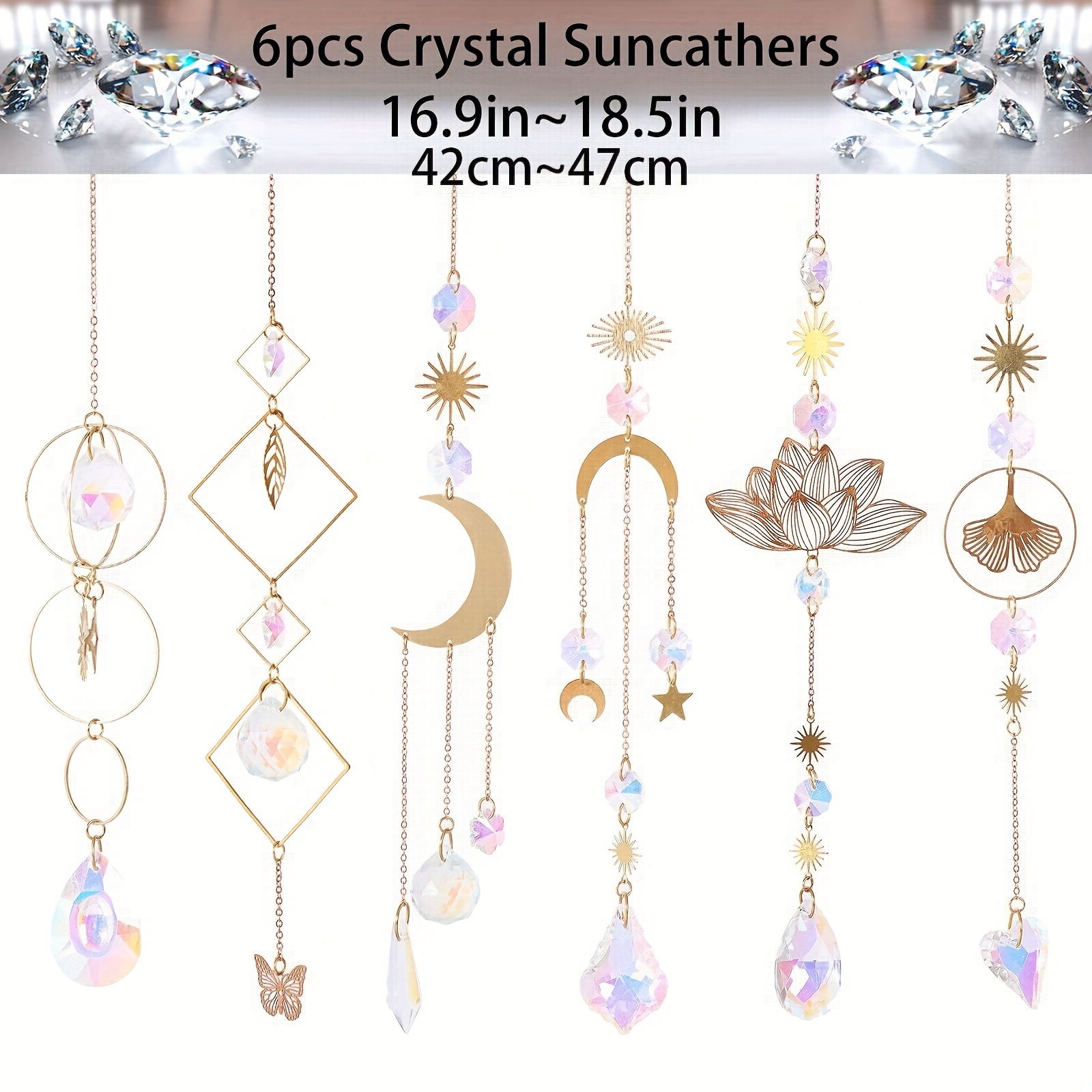 6Pieces Colorful Crystals Suncatcher Hanging Sun Catcher with Chain Pendant  Ornament Crystal Balls for Window Home Garden Christmas Day Party Wedding