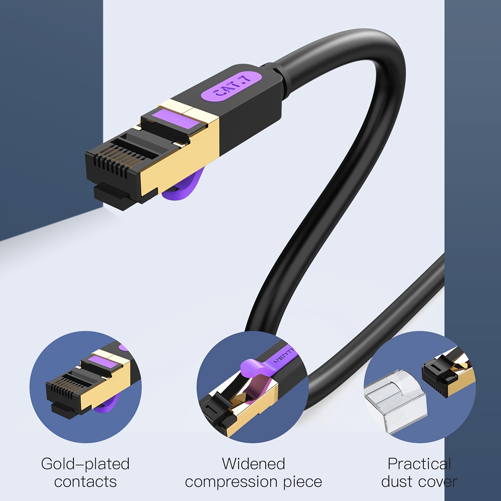 Cable para Red Cat7 Vention RJ45 Ethernet UTP Negro 3m