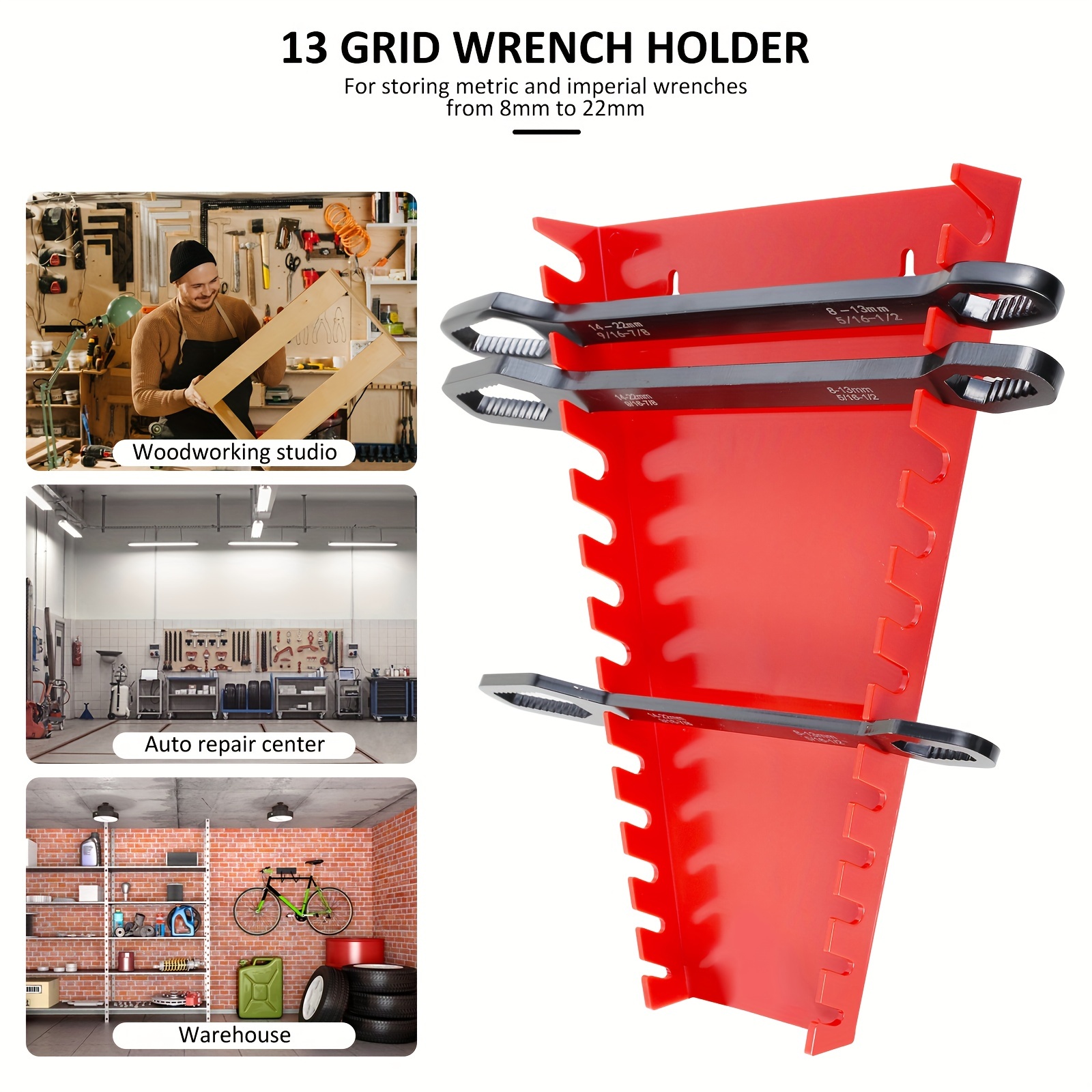 16 Holder Wall Mounted Tool Grid Multi-Purpose Wrench Tool
