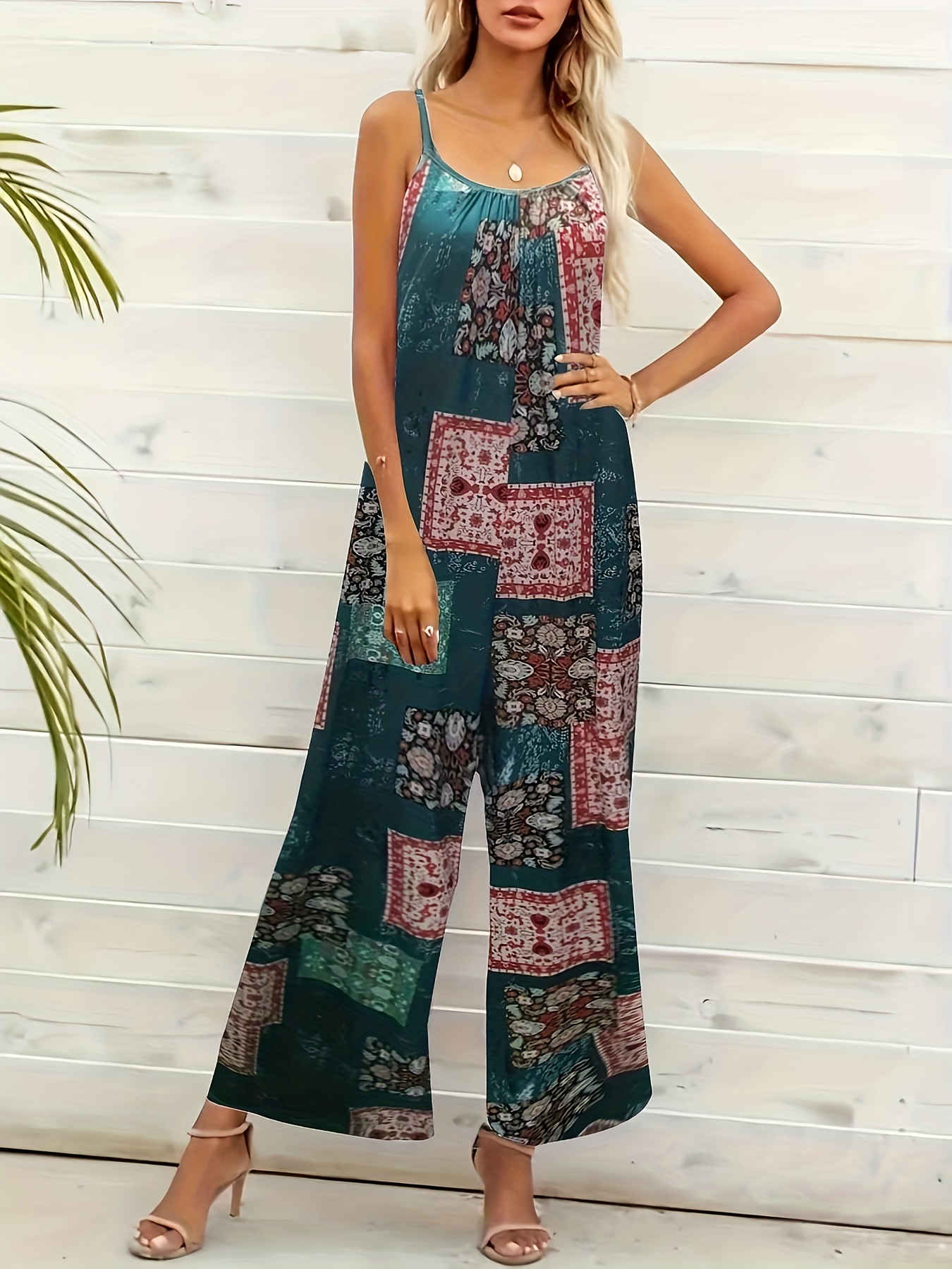Boho Tie Dye Wide Leg Cami Jumpsuit for Women