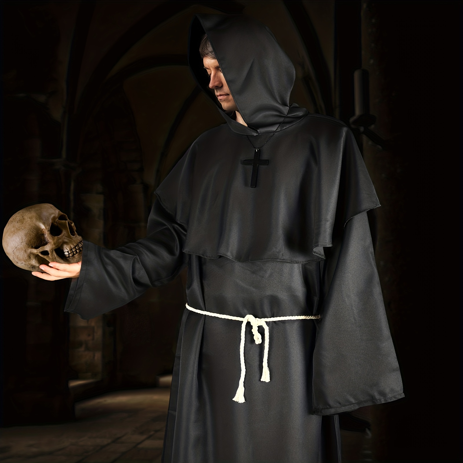 Halloween Monk Costume Pastor Robe Medieval Renaissance Robe