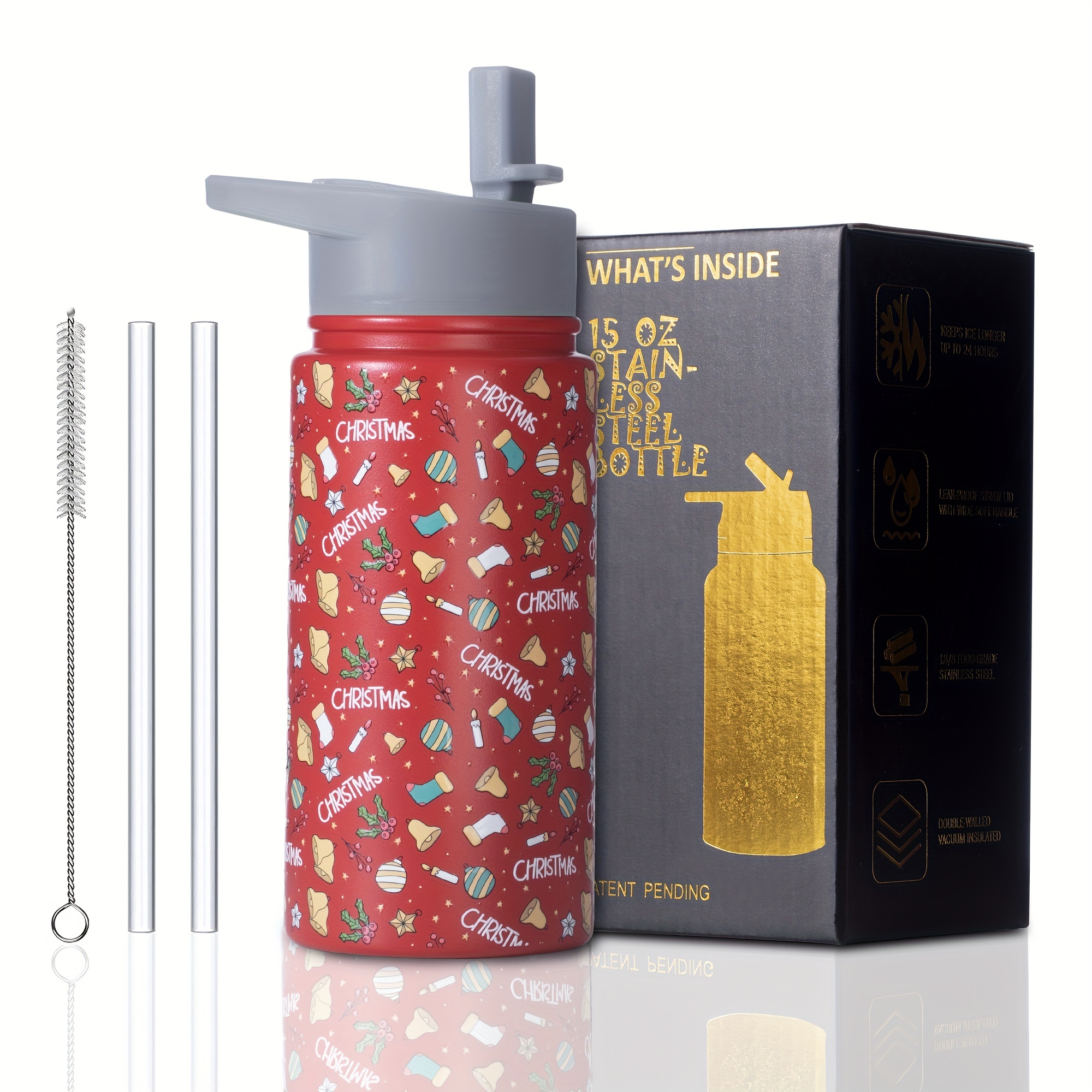 1pc Christmas Themed Insulated Water Bottle With Pop-up Cap