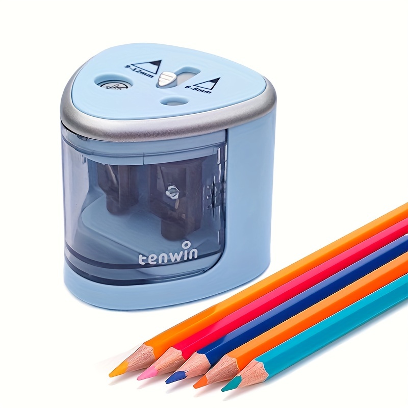 Tenwin-sacapuntas eléctrico con parada automática para lápices de colores,  sacapuntas grande de 6-8mm, papelería