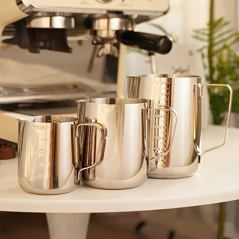Jarra espumadora de leche de acero inoxidable 304, jarra de vapor de café  expreso, 12 onzas, para barista en casa, accesorios para máquina de café
