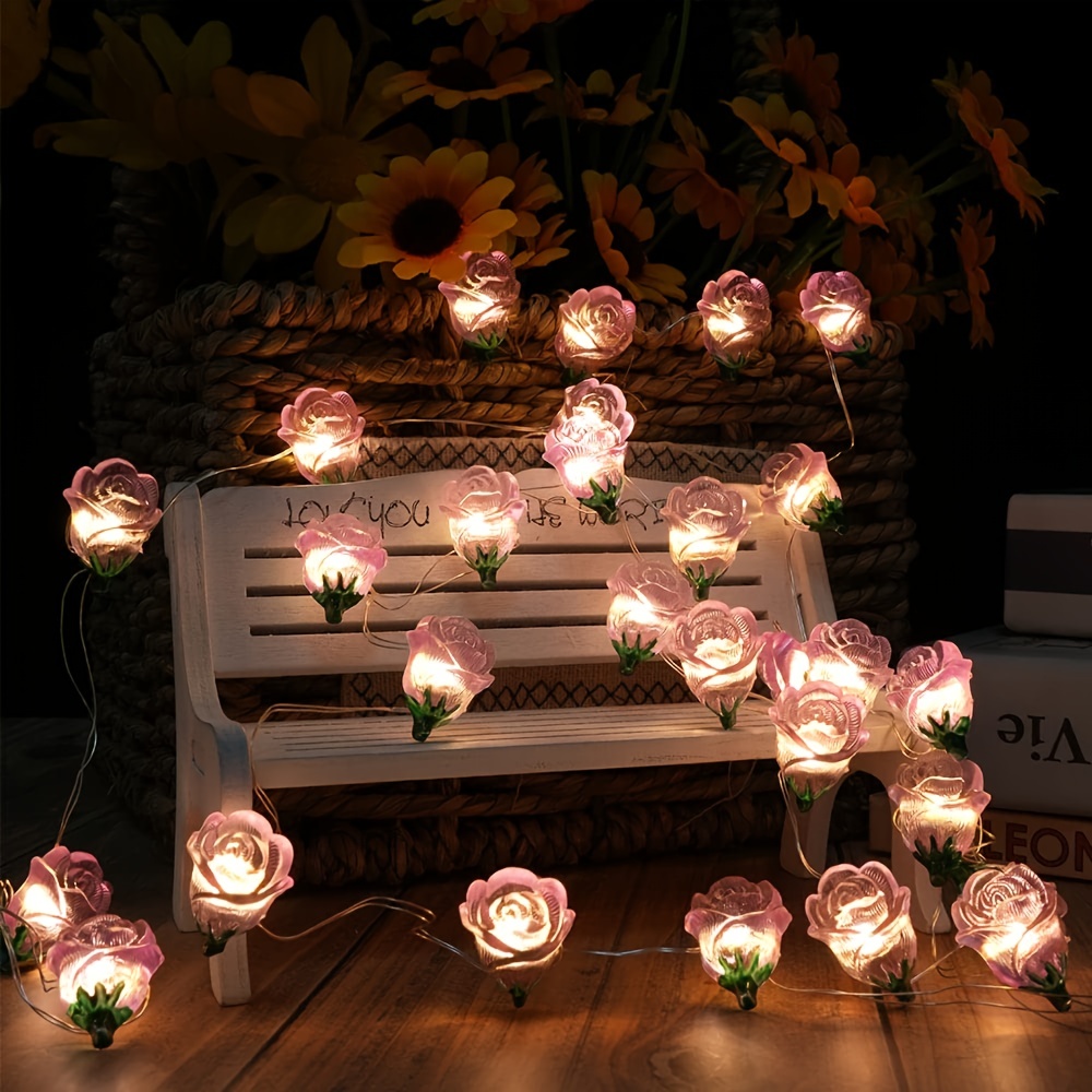 1 Guirlande Lumineuse LED En Forme De Fleur De Rose Taille 3 - Temu France