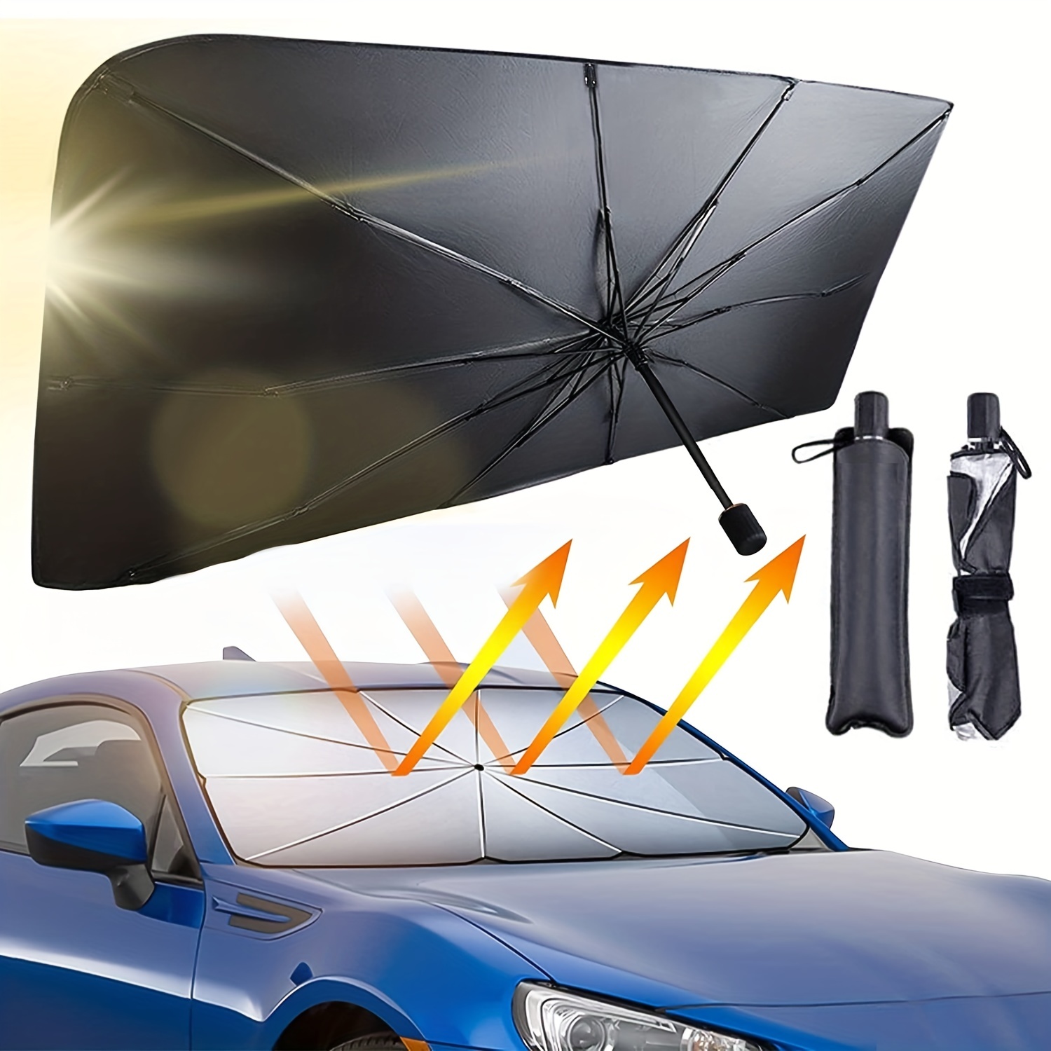 Car Windshield Sun Shade Foldable Cover Uv Block Car Front - Temu