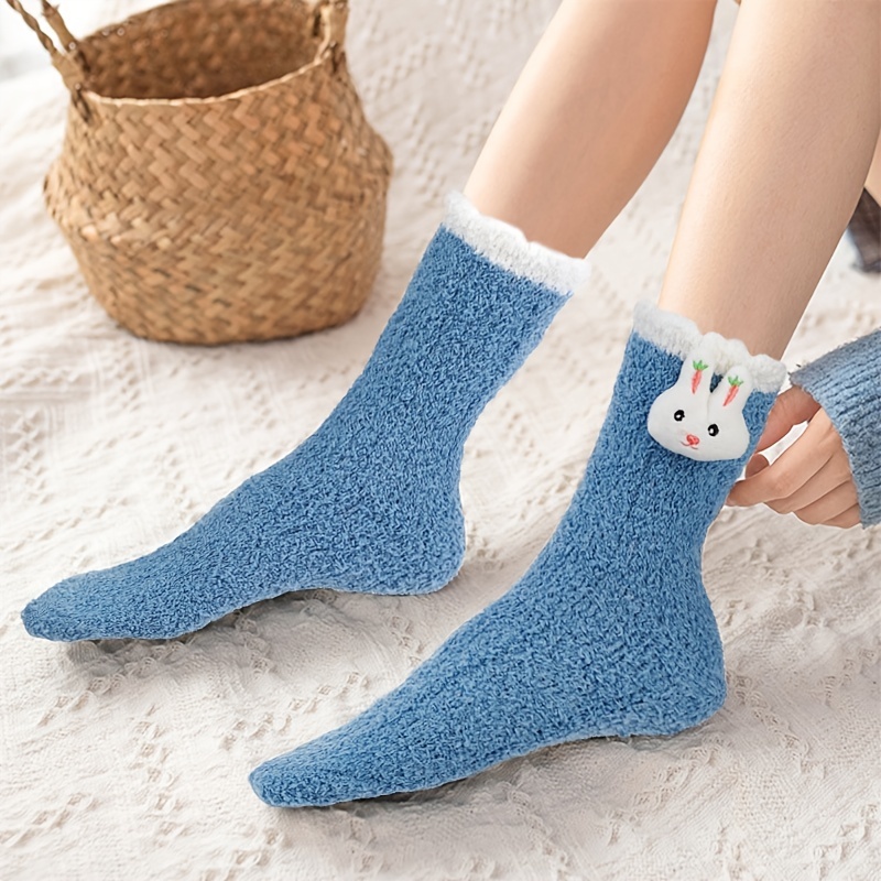 Women's Cute Cartoon Fuzzy Socks Cozy Home Slipper Socks - Temu