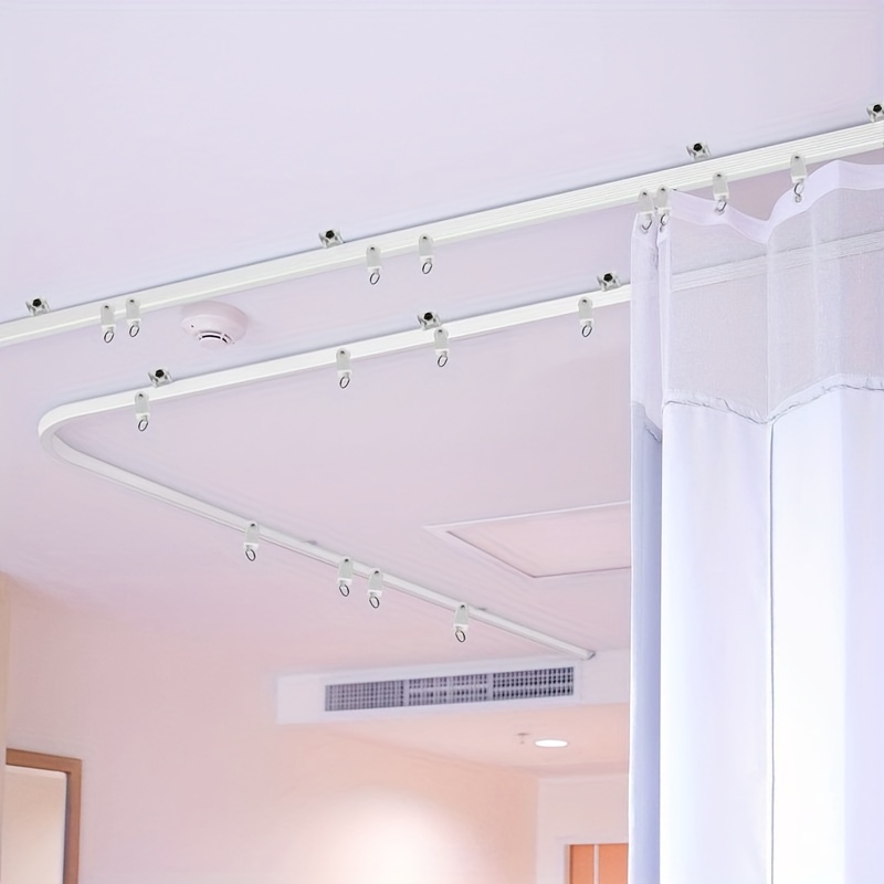  Cortina de techo flexible para montaje en techo/montaje en  pared, barras de cortina de 3.3 ft a 26.2 ft para dormitorio, balcón,  ventana de bahía, riel de cortina con ganchos (color