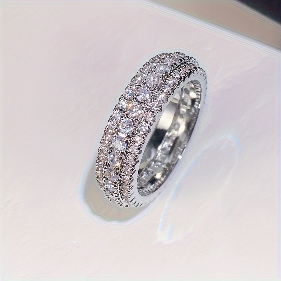 Oakky Women's Stainless Steel Retro Cubic Zirconia Ring - Big CZ Inlaid Wedding Band, Multi Colors - View #10