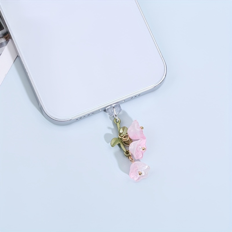 Bouchon Anti-poussière USB Type-C Avec Charme Lettre H Et Fleur Rose - Neuf