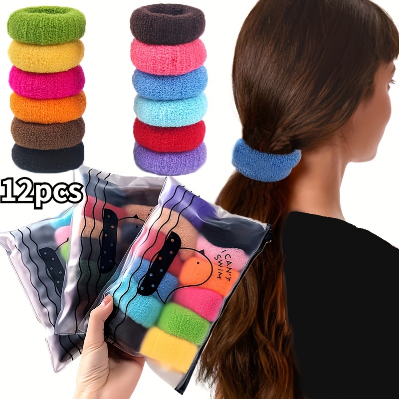 100pcs Solid Color Hair Ties, Headbands, Scrunchies, Cotton Seamless Small Thick Stretchy Rubber Bands Ponytail Holder for Girls Women Ladies,Temu