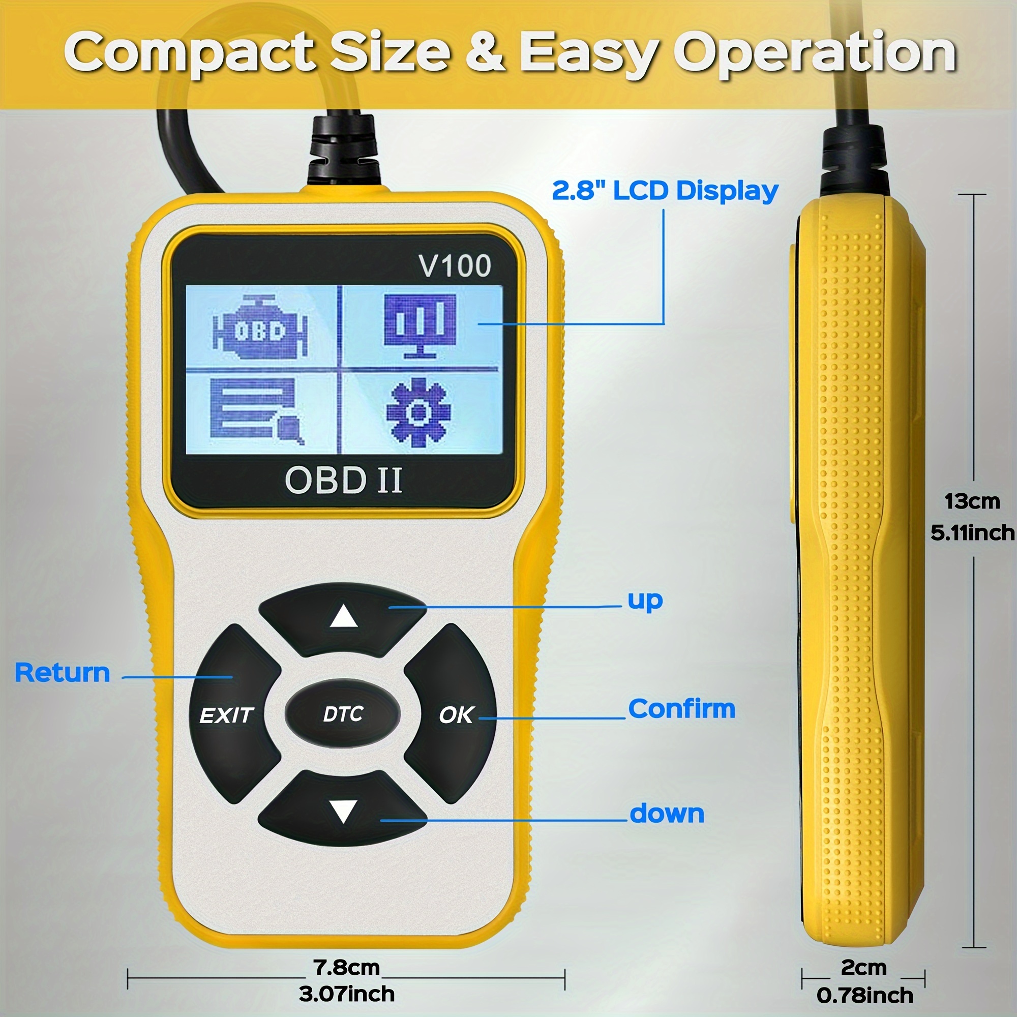 Car Obd2 Scanner Professional Code Reader Vehicle Check - Temu