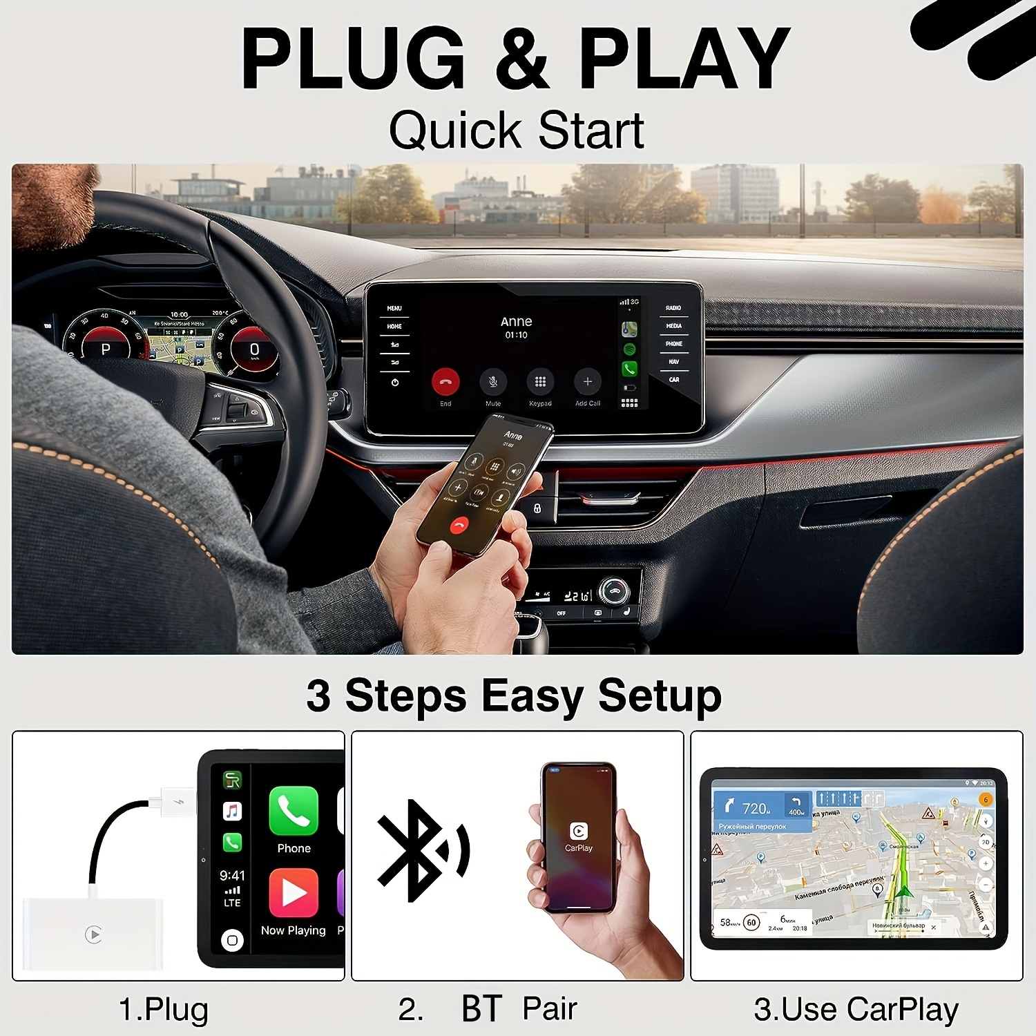 wireless carplay adapter compatible with apple phones 2023 upgraded plug play dongle wired convert for cars from 2015 with factory wired carplay fast and easy use fit for iphone ios 10 details 6