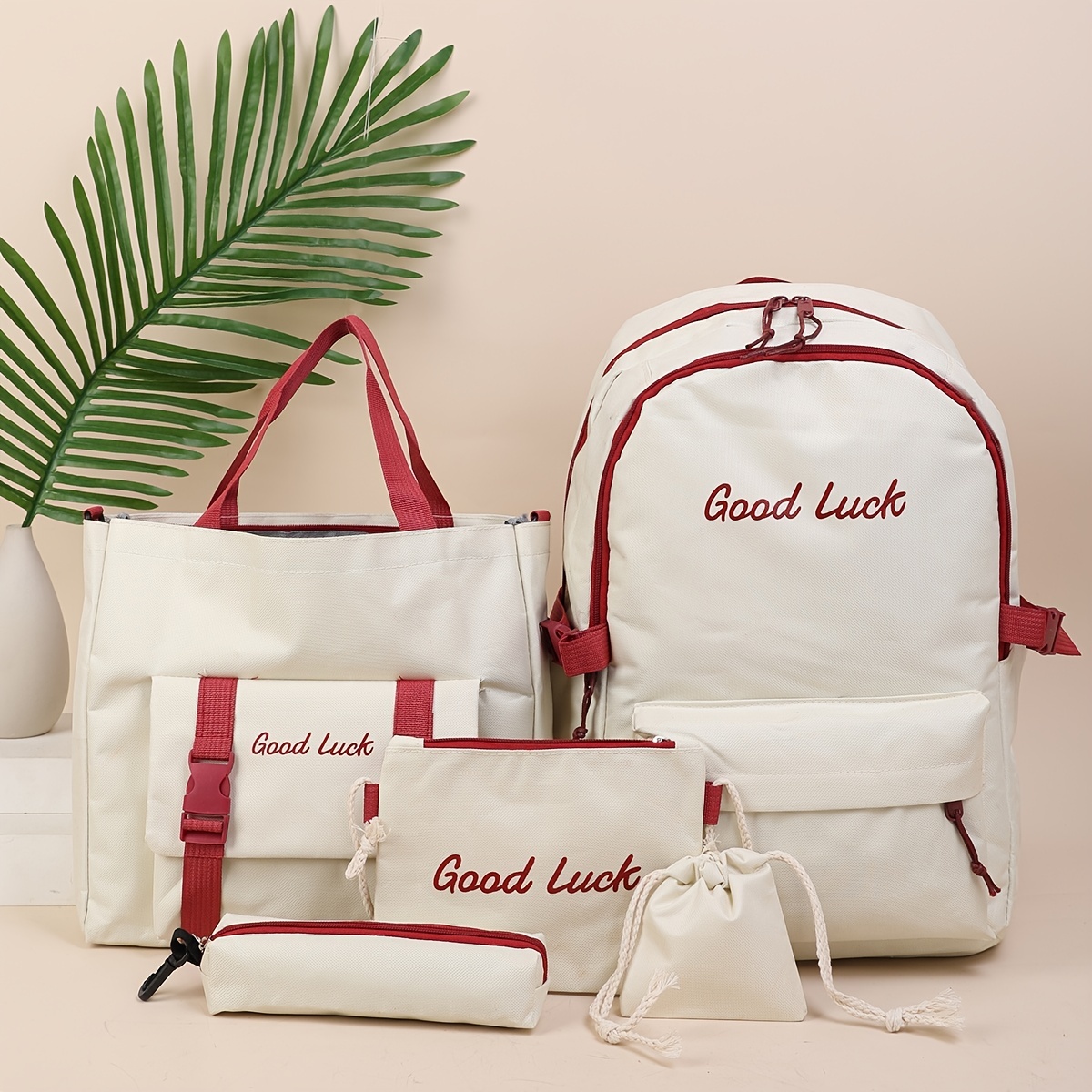 5pcs set Letter Backpack Canvas Bags For Women Men