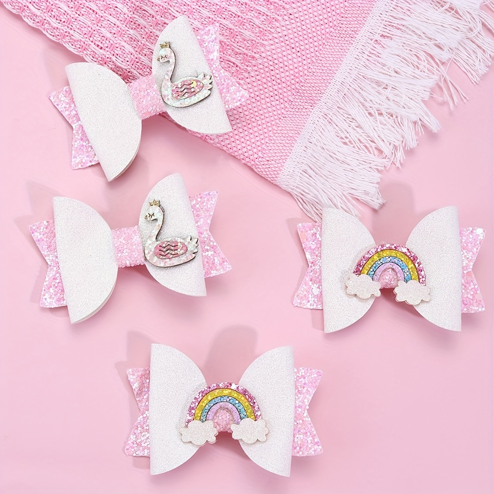 Adorable Unicorn Print Bow Tie Curly Ribbon Set Perfect For - Temu