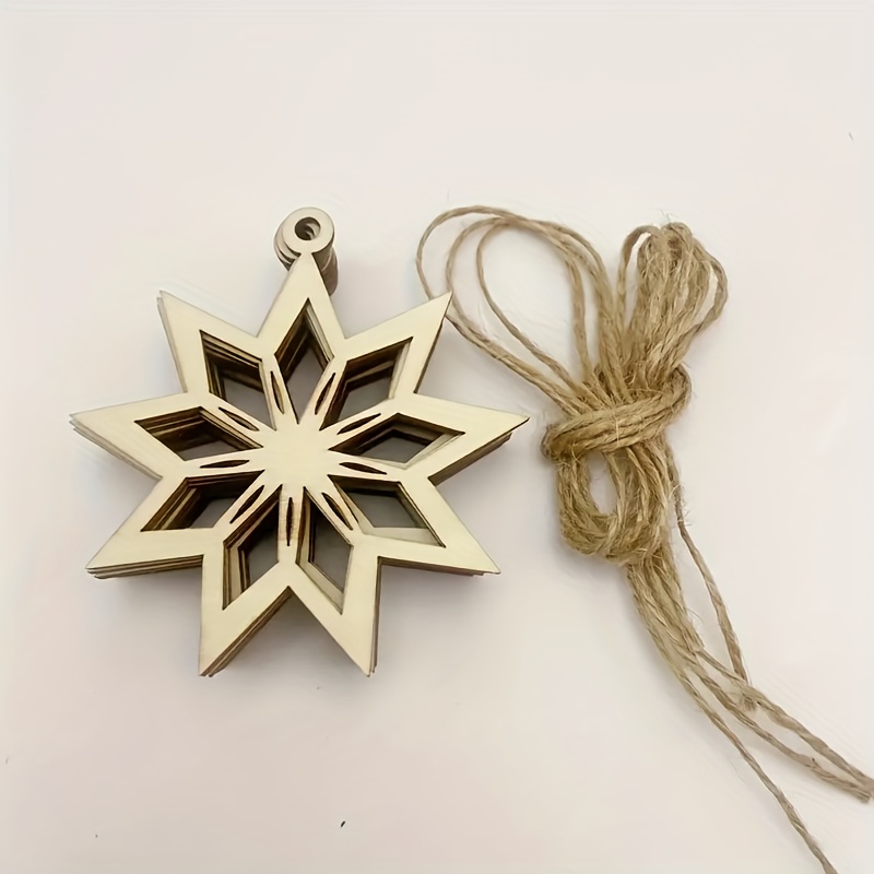 10 Pcs Christmas Ornament Gift Tags Wooden Snowflake Ornaments Self Made