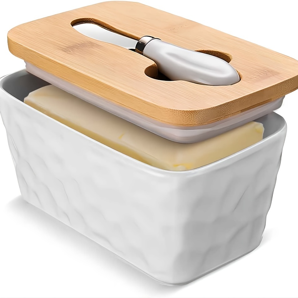 Bacon Grease Container Ceramic Butter Dish With Lid - Temu