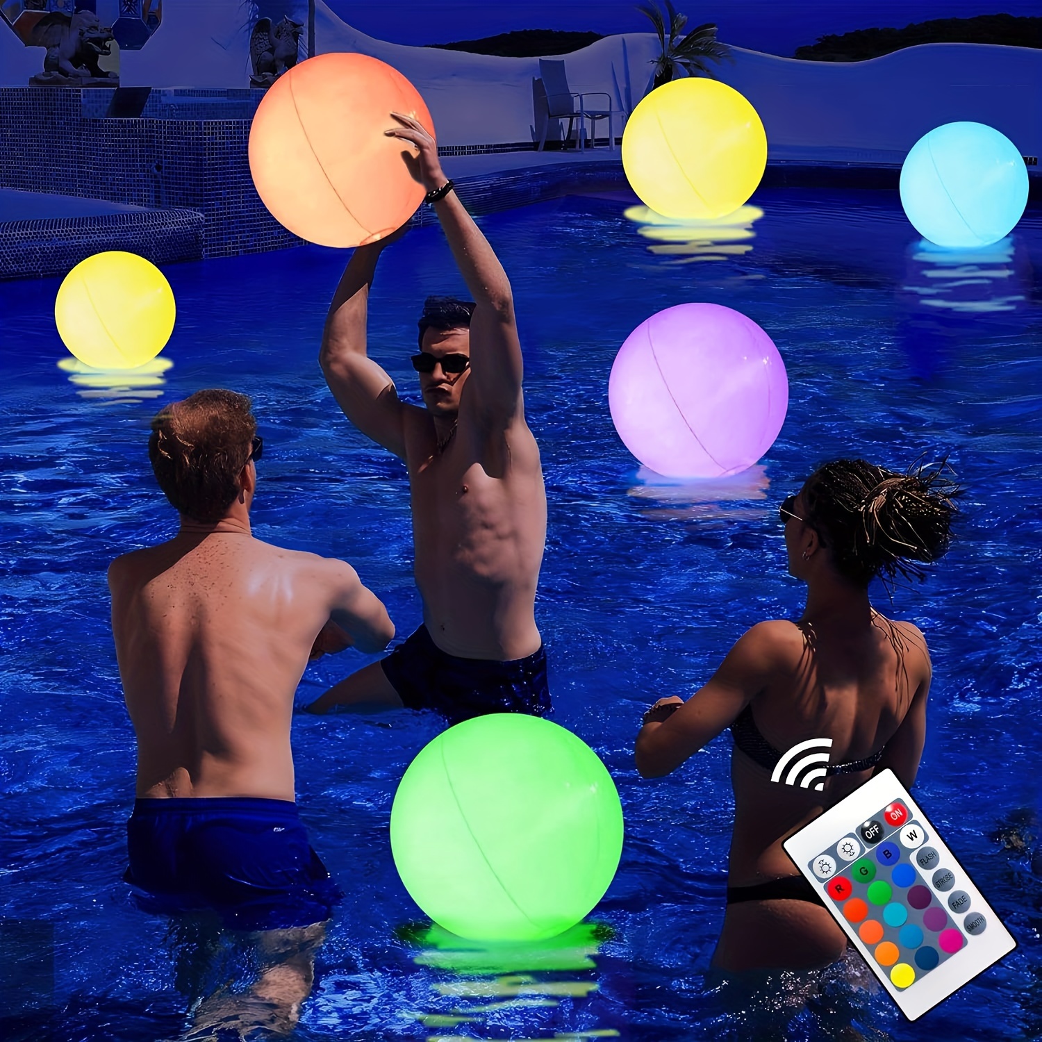 Glow In Dark Inflatable Ball Led Light Bright Ball Floating - Temu