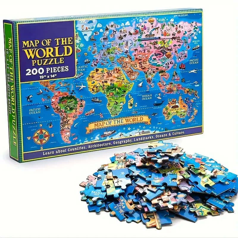 200 Pieces Of World Map Puzzle: Educational Geography Toy - Boys And Girls  Learning Games With Global Map And Puzzle Floor Puzzle!, Shop The Latest  Trends