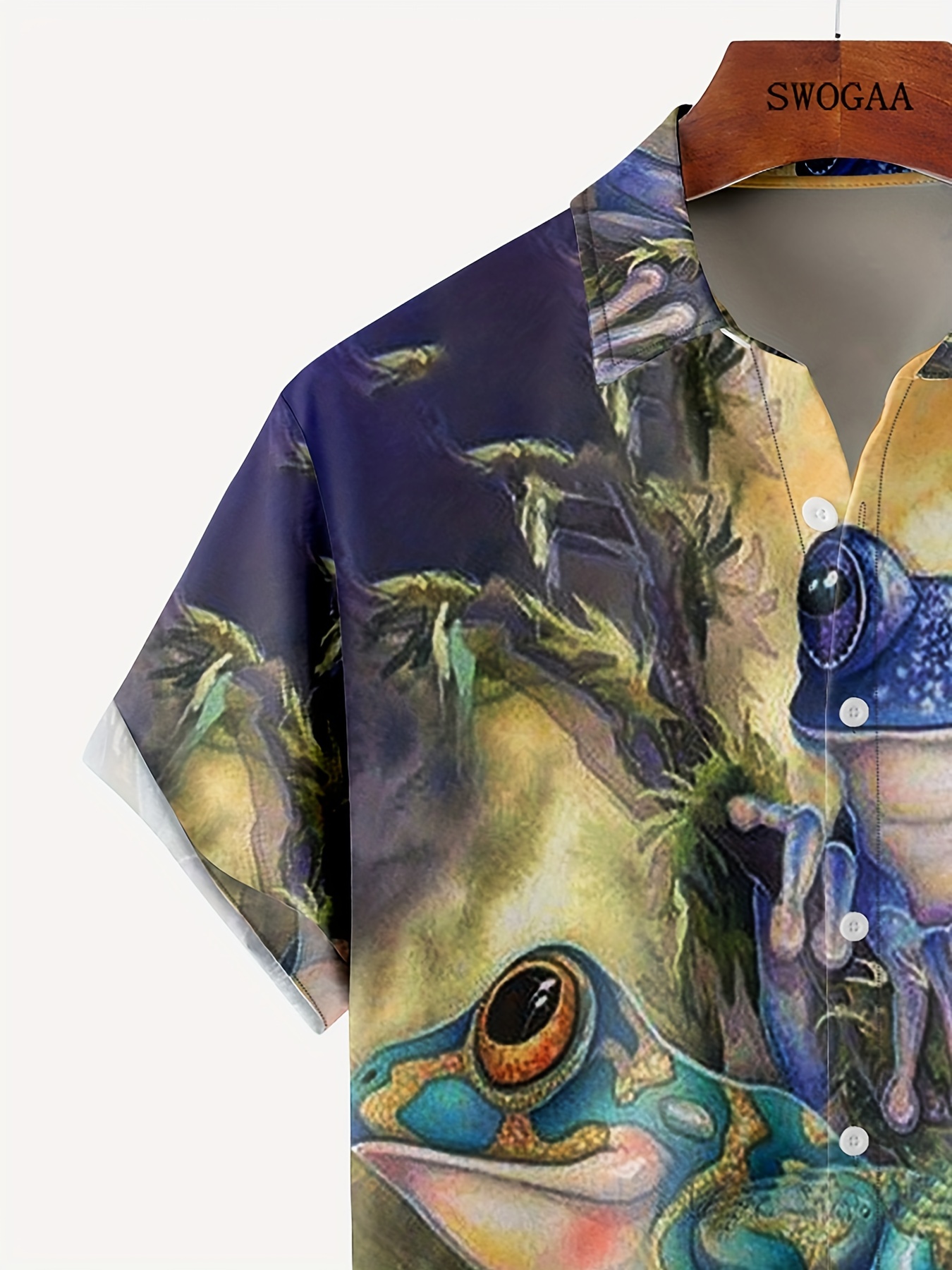 2023 Hawaiian Shirts For Mens 3D Frog Print Short Sleeve Shirt