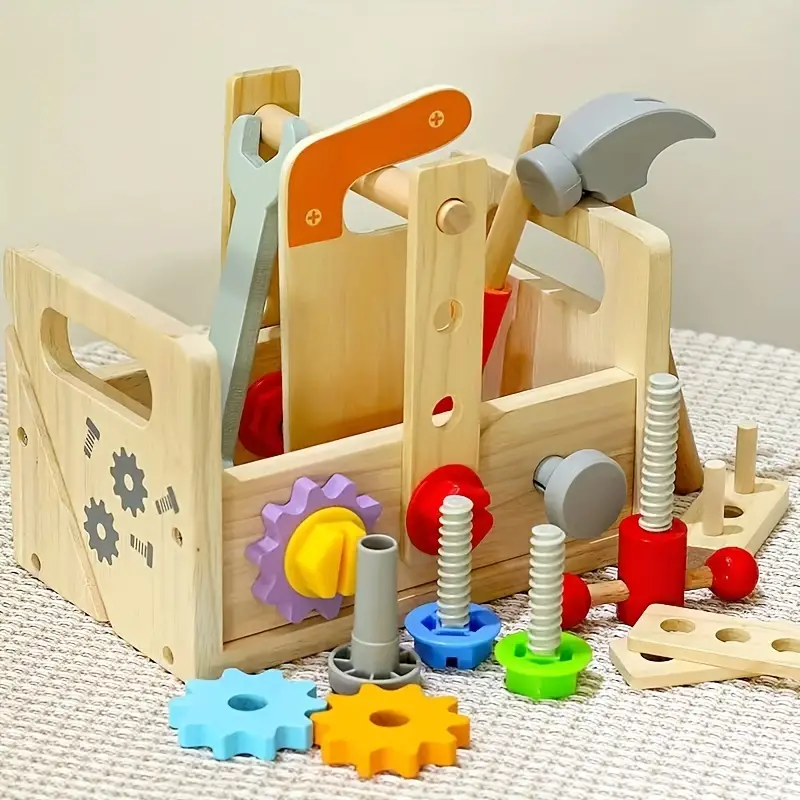Wooden Kids Tool Set 24 Piezas Pretend Play Construction Toy - Temu