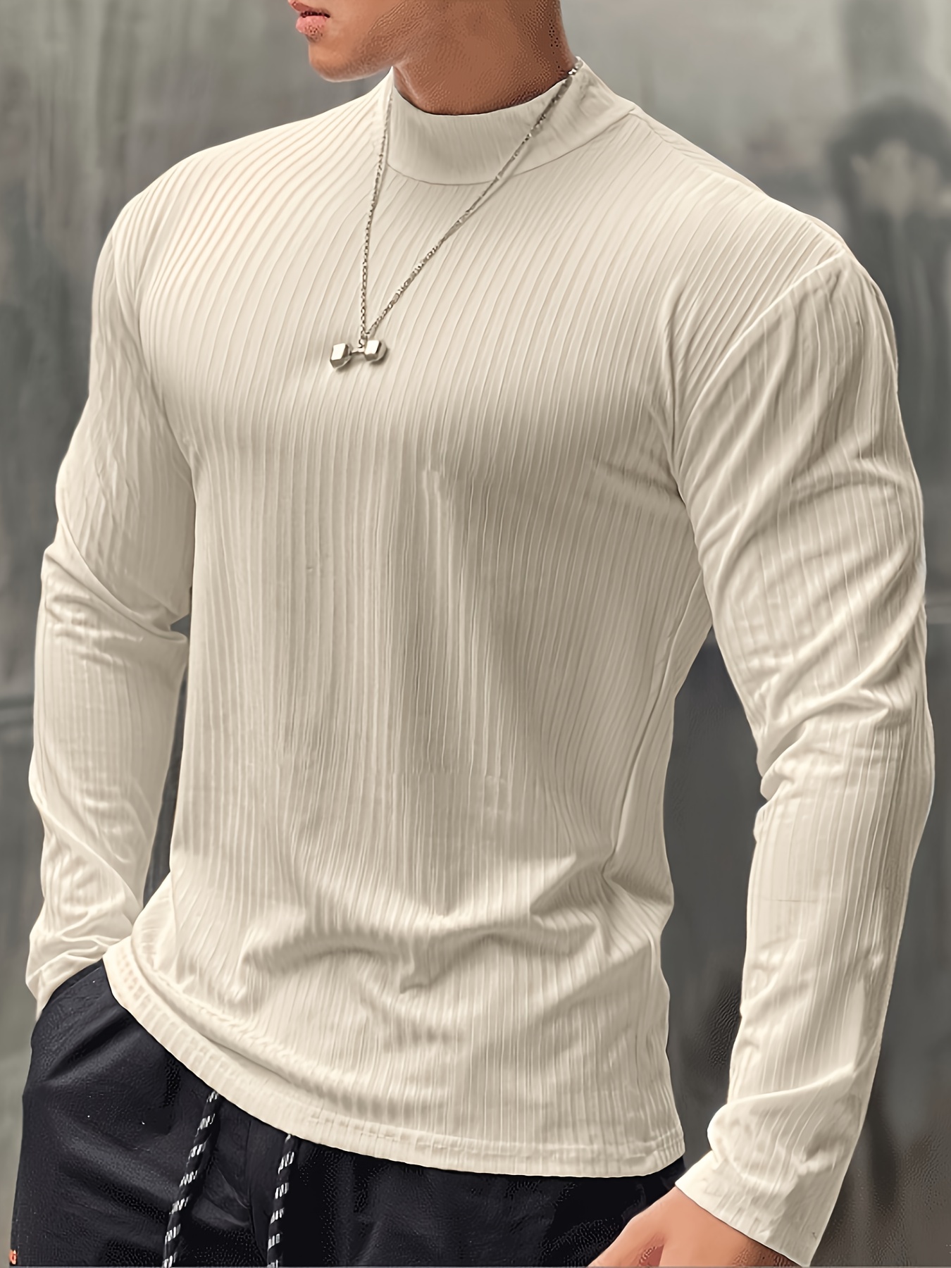 Mens Summer Fashion High Neck Tops T-Shirt Short Sleeve