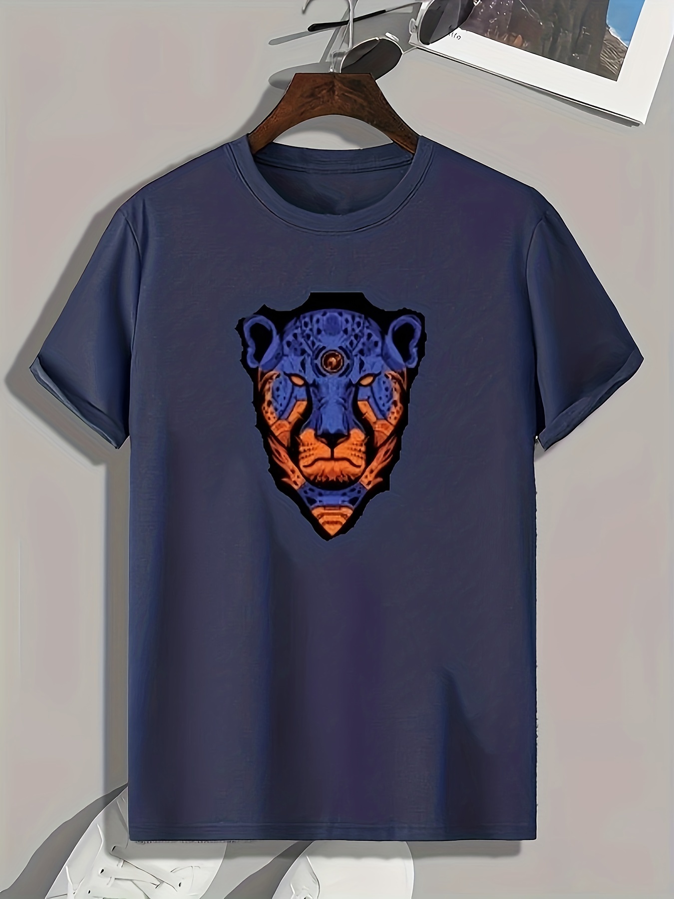 Leopard Pattern Print Men's Comfy Sports T shirt Graphic Tee