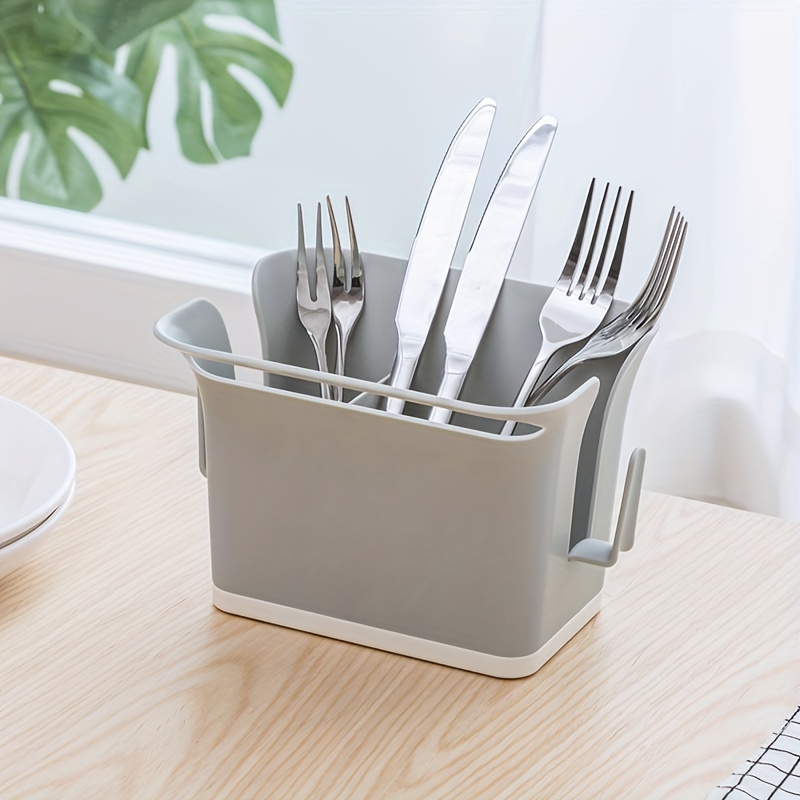 Sink Caddy Stainless Steel Dish Brush Holder Cutlery Drying Rack