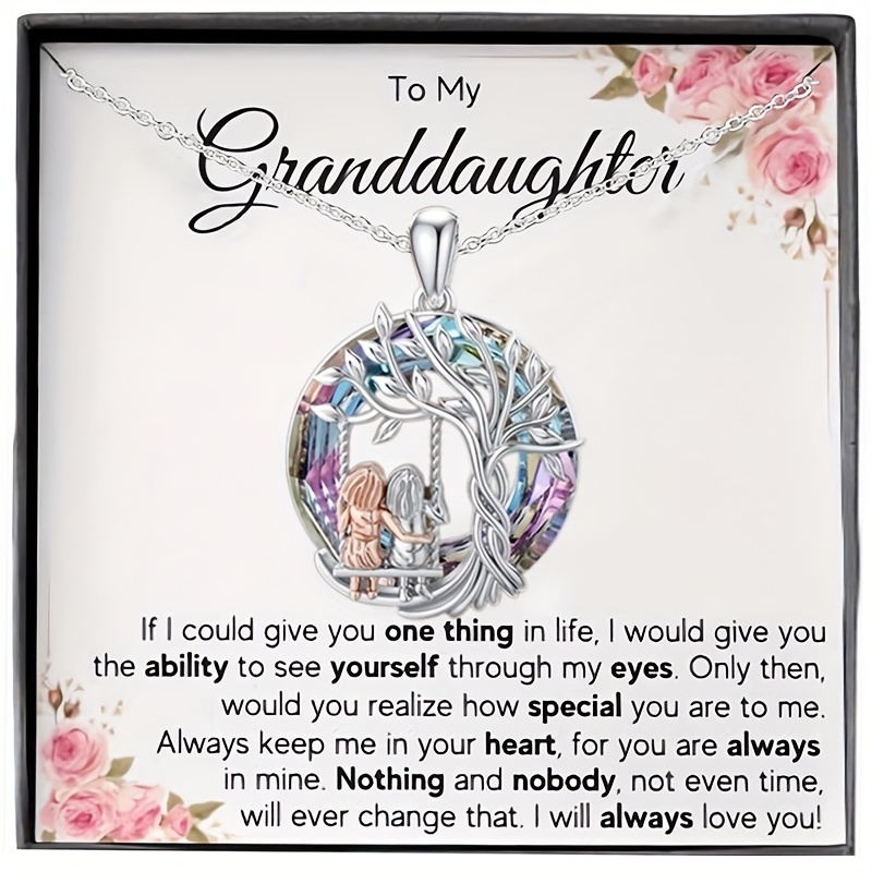 

To My Granddaughter, Tree Of Life Sisters On The Swing Pendant Necklace & Card Jewelry Accessories Birthday Gifts For Girls