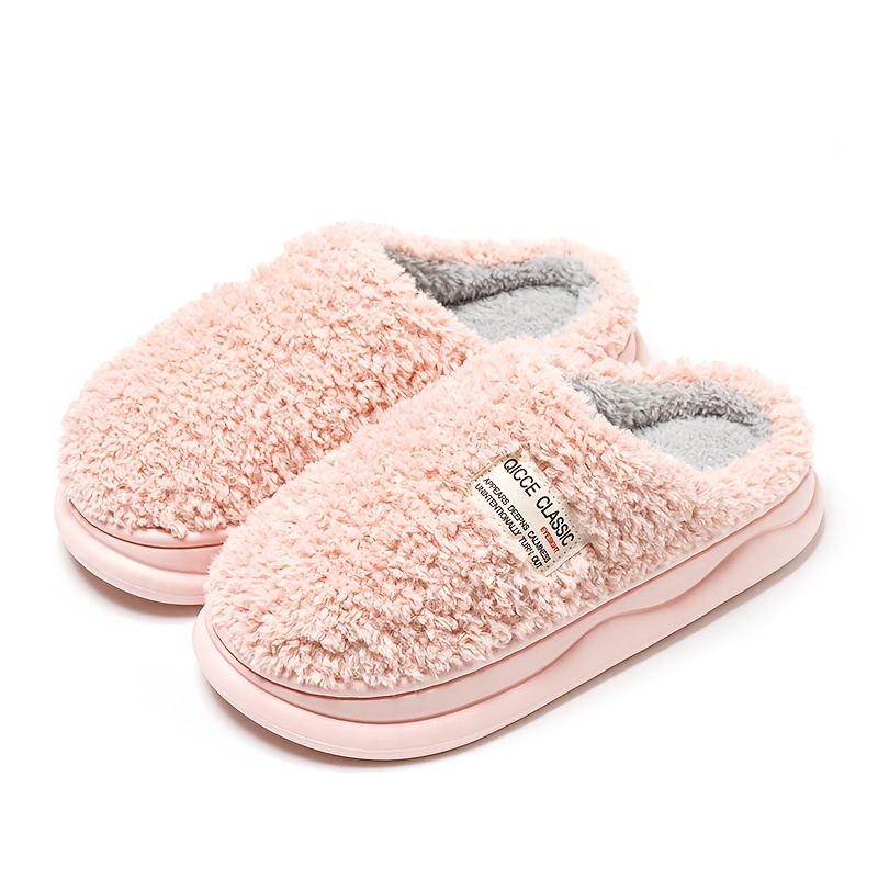 Solid Color Warm Home Slippers Slip Round Toe Non slip Soft Temu