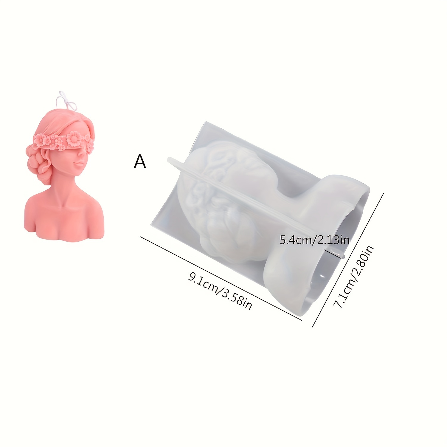 Image of Portrait Candle Mold 3d Closed Eye And Blindfold Silicone Mold For Candles Body Resin Plaster Mold Decoration Mold Candle Making Molds Body Mold Clay Mold