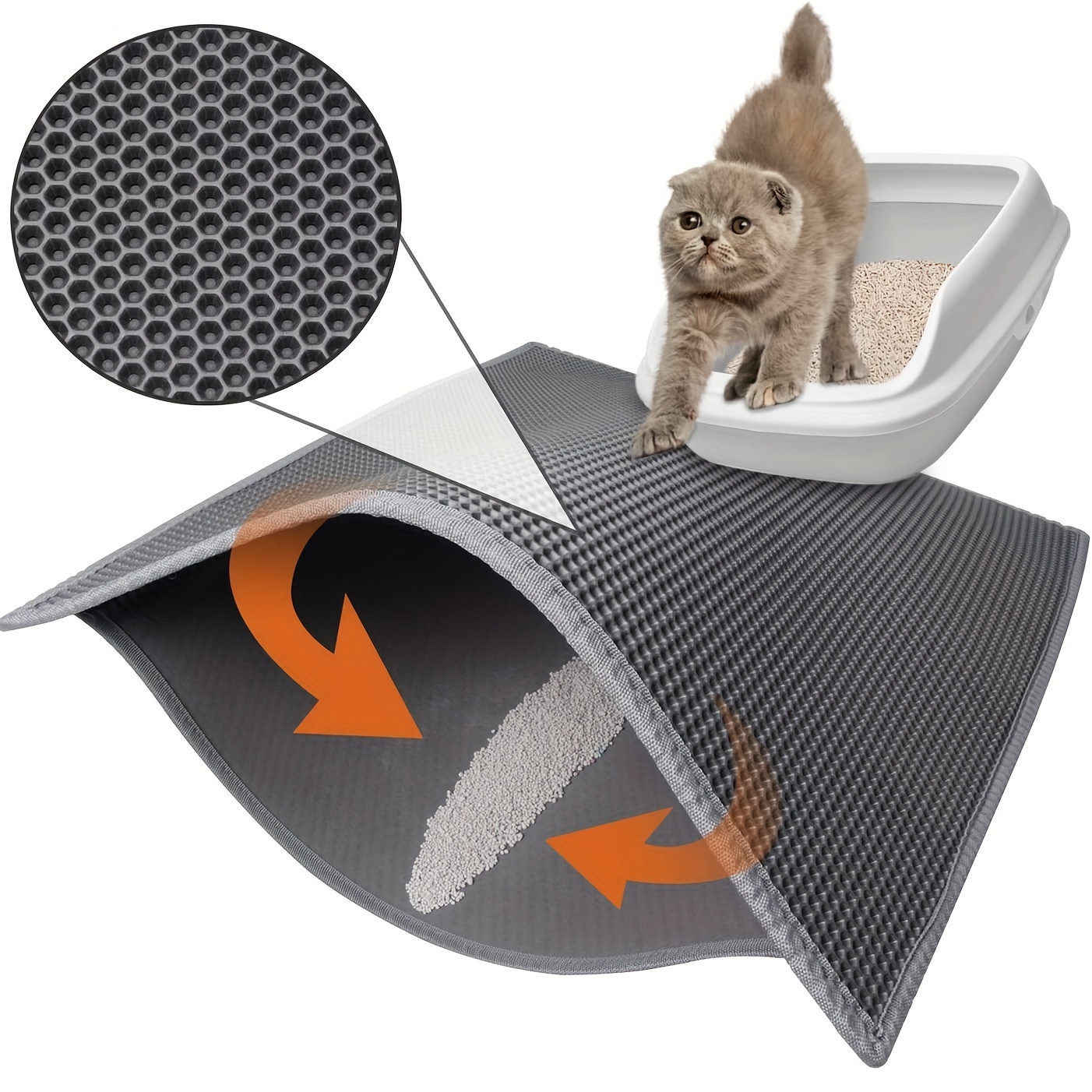 Cat Litter Mat Double Layer Filtering Control Pad Prevent Litter Tracking  And Spill-proof, Pet Litter Box Pad And Paw Mat