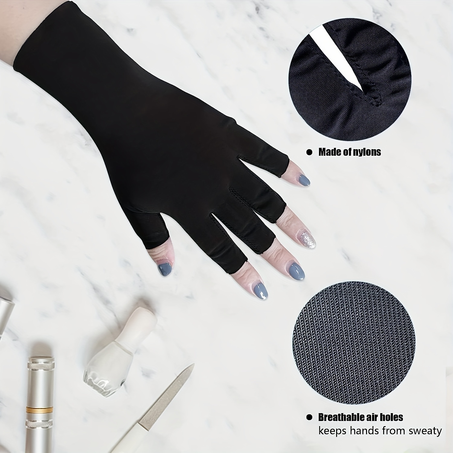 UV Gloves for Gel Nail Lamp, Professional UV Protection Gloves for  Manicures, Nail Art Skin Care Fingerless Anti UV Glove Protect Hands from  UV Harm