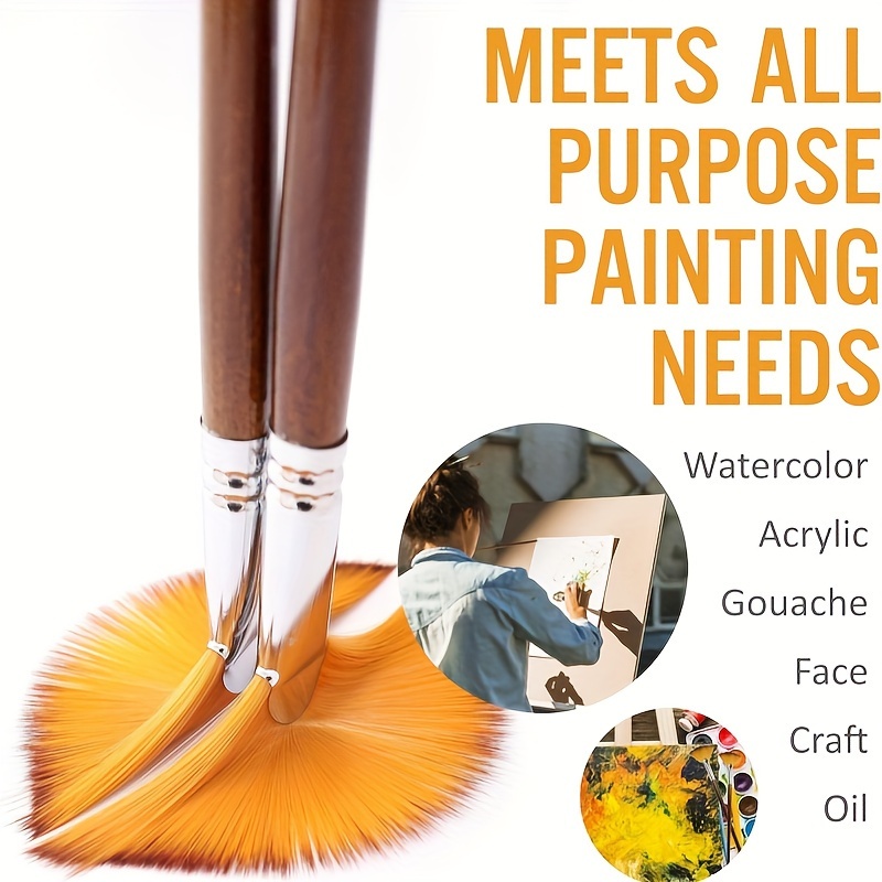 9 PCS Fan Paint Brush Set Soft Nylon Hair Paintbrush for Watercolor Oil  Acrylic Gouache Painting Art Drawing Brushes Supplies