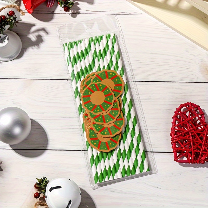 New CHRISTMAS Grinch 40 Paper Straws Red & White Drinking Party Cocoa Bar  Stripe