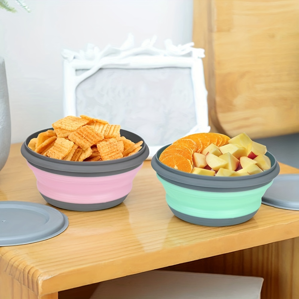 4 Size Silicone Round Folding Lunch Box Collapsible Salad Bowl