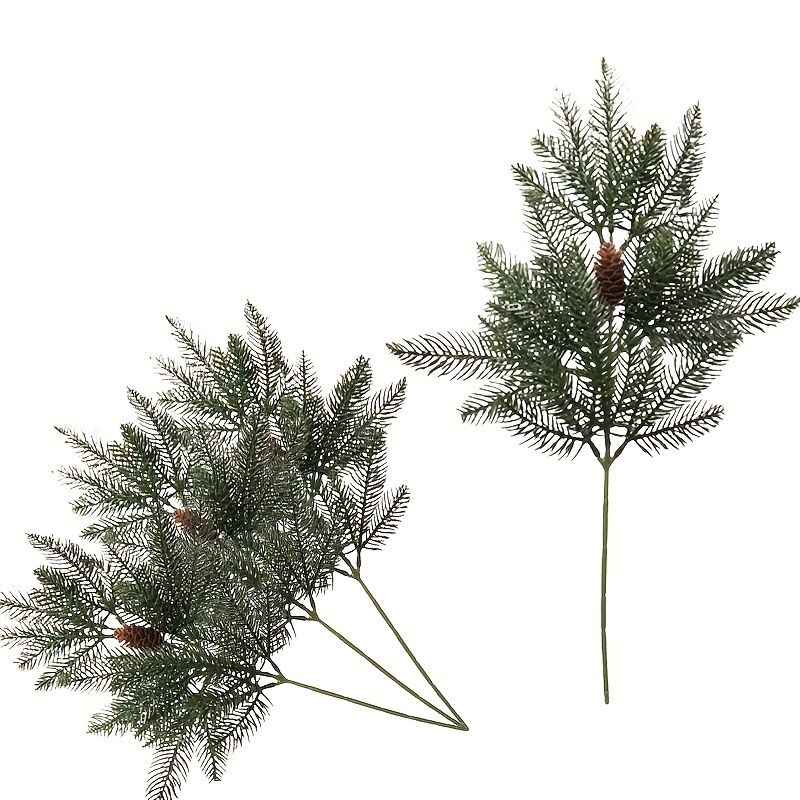 60 Pcs Christmas Picks Artificial Pine Branches 13.7 Inch Faux Frosted  Style