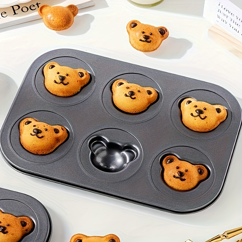 6 Cavity Bear Cake Mold Bakeware Madeleine Baking Pan - Temu