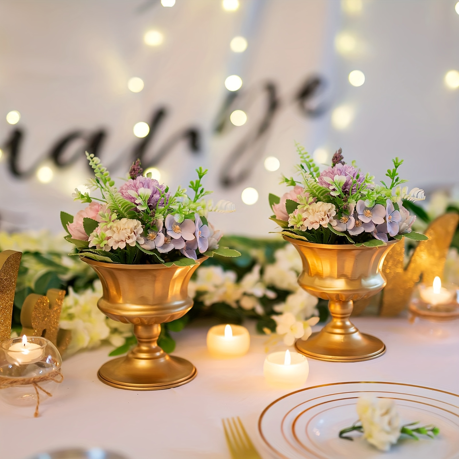 Golden Vases For Wedding Centerpieces Metal Vase Small Table - Temu