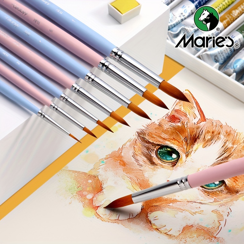 Marie's Watercolor Paint Brush Set With Round Pointed Tip - Temu