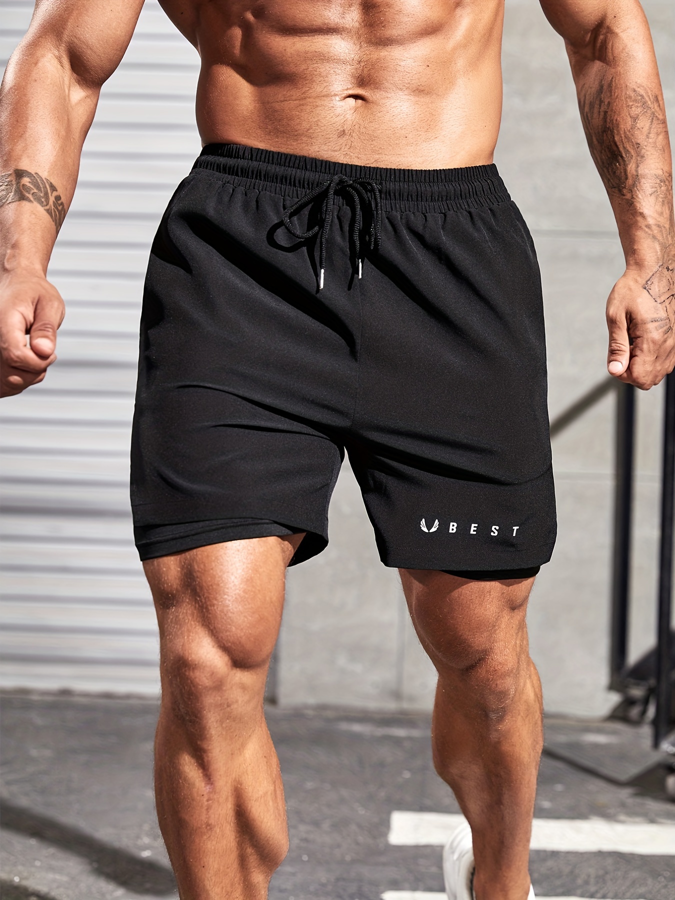 Double Layer Men's Sport Shorts Drawstring Outdoor - Temu