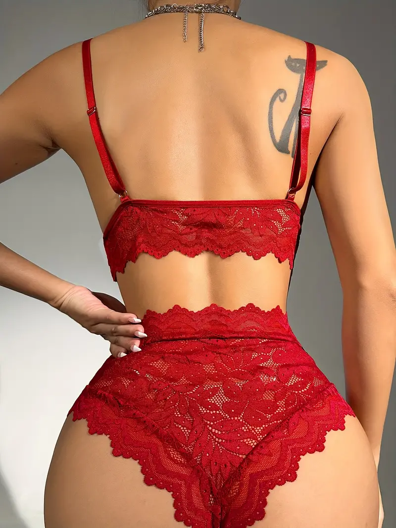 hot floral lace lingerie set push up bra elastic panties womens sexy lingerie underwear details 2