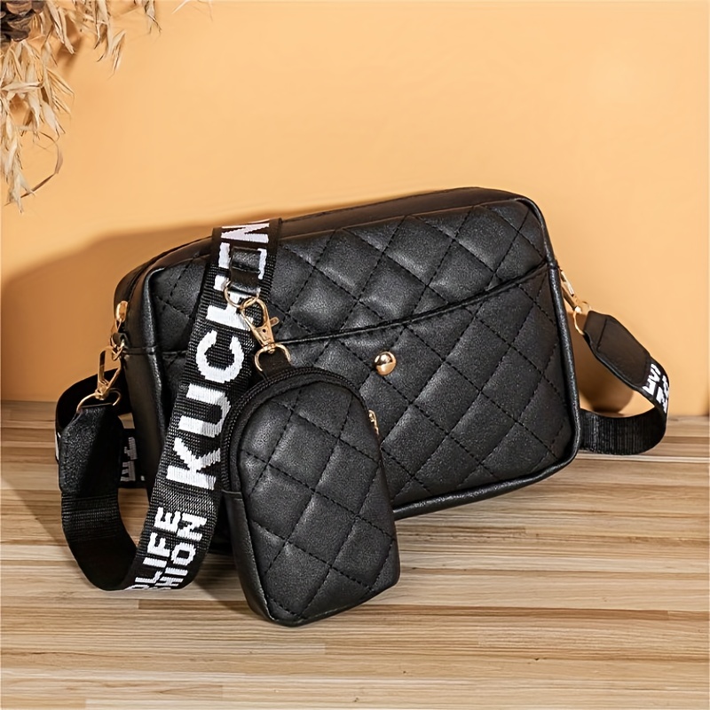 Argyle Quilted Bag Set, Trendy Pu Leather Shoulder Bag, Women's Small  Crossbody Bag With Coin Purse - Temu South Korea