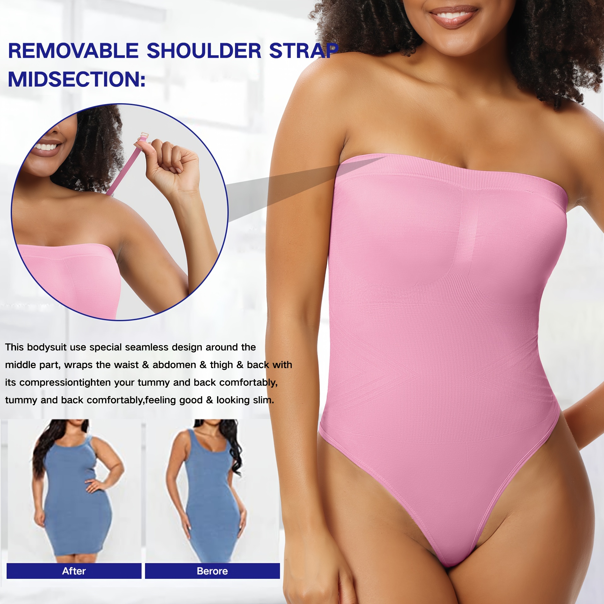 Women Strapless Shapewear Tummy Control Bodysuit Seamless