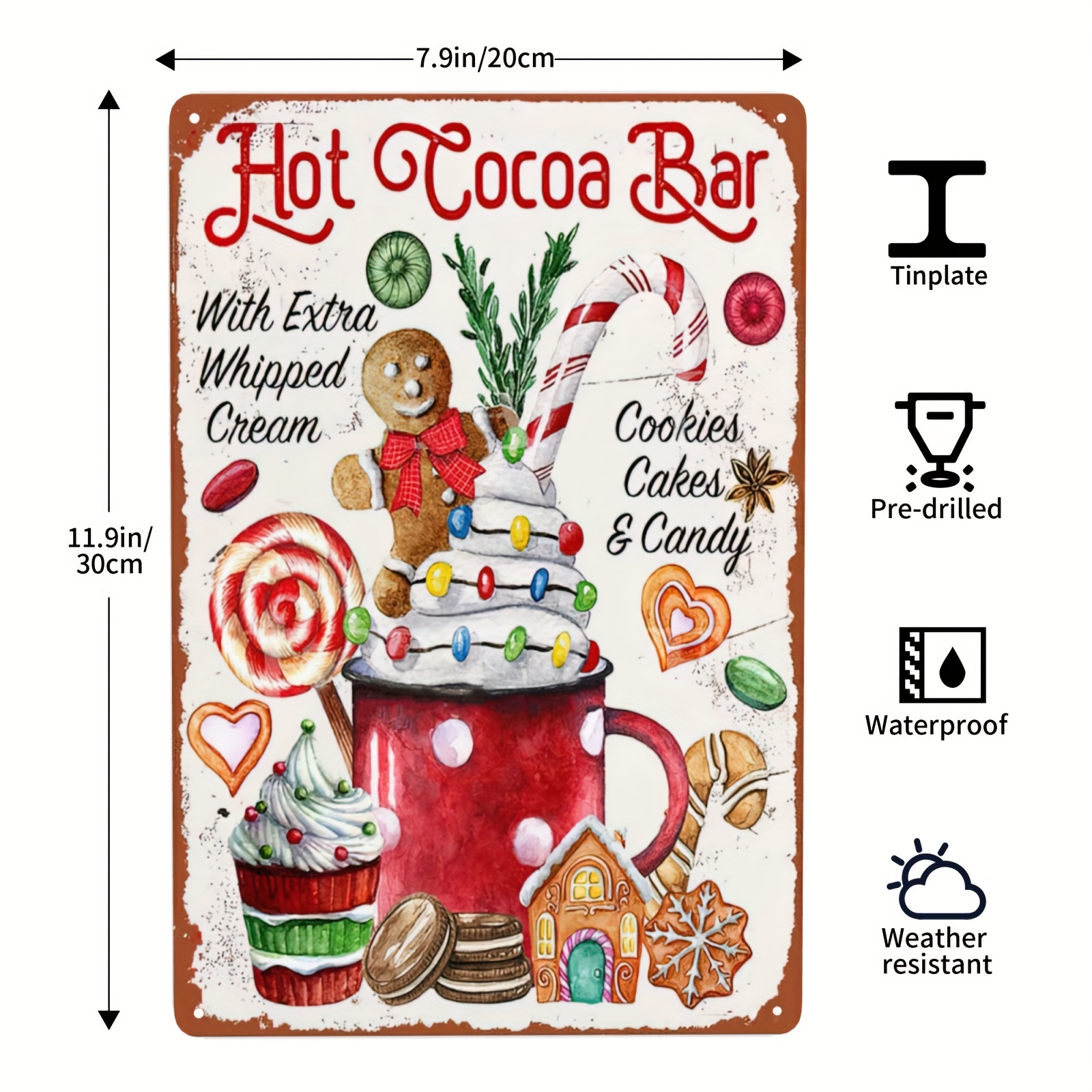 Tin Sign With Solid Stand Warm Up At The Hot Chocolate Bar For Holiday  Christmas Hot Chocolate Party Supplies, Christmas Winter Decorations - Temu  United Arab Emirates