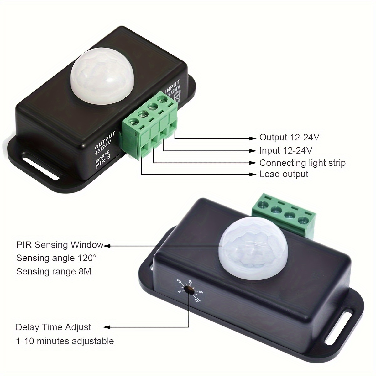 12 V 24 V PIR Sensor Adjustable LED C Black Infrared Motion Detector Body  Motion Sensing Light Switch PIR Controller With Embedded PIR Probes For Flex